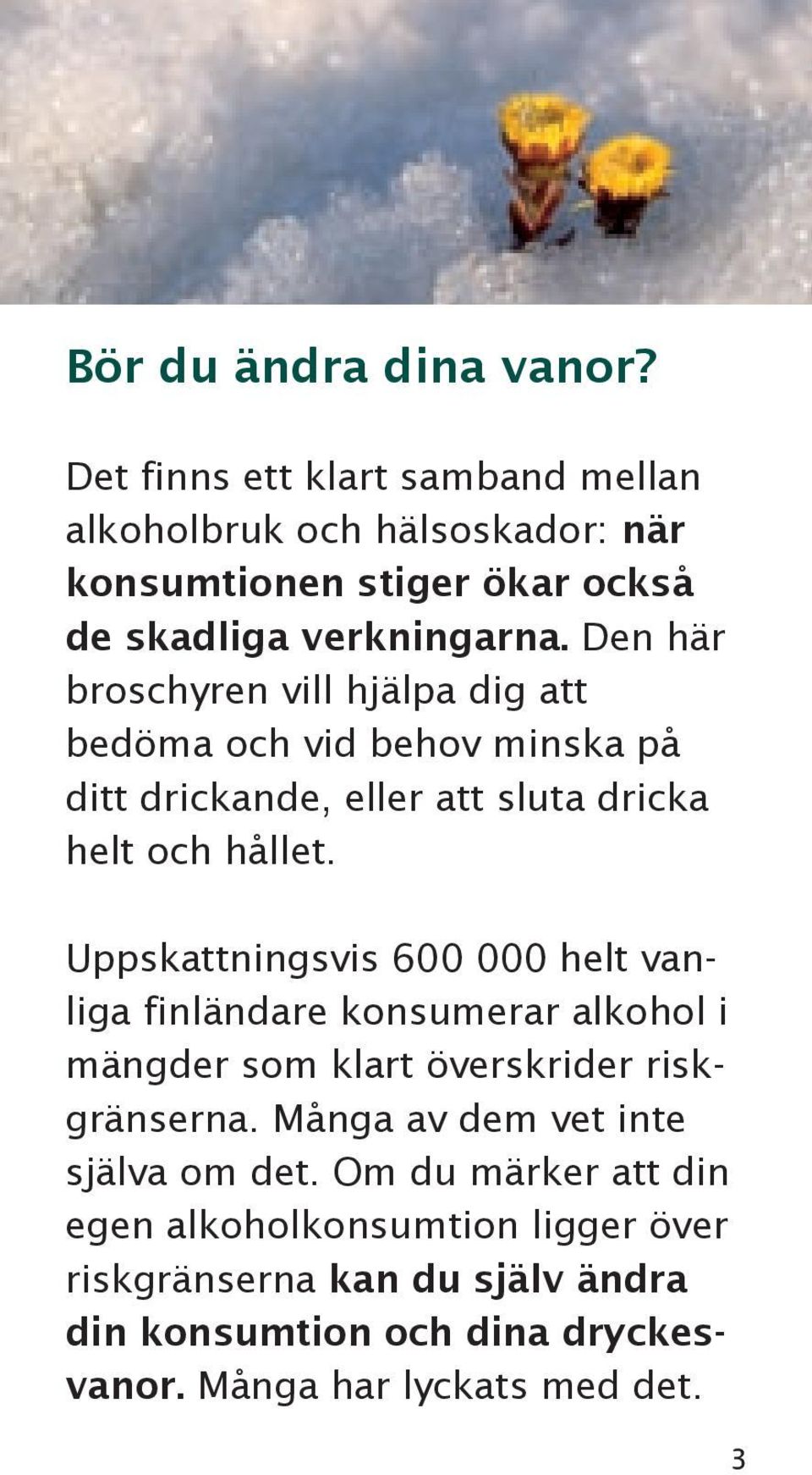 Den här broschyren vill hjälpa dig att bedöma och vid behov minska på ditt drickande, eller att sluta dricka helt och hållet.