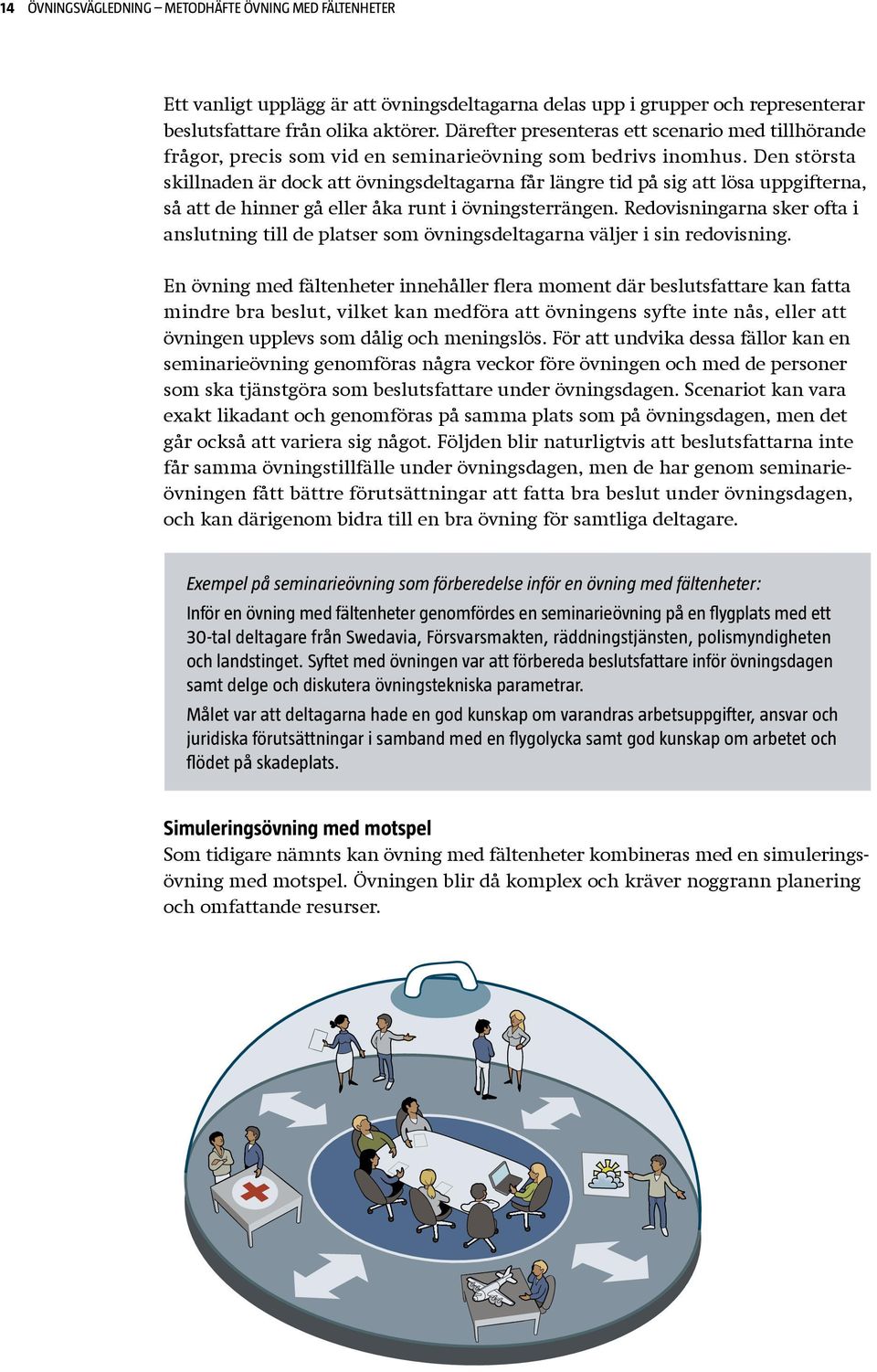 Den största skillnaden är dock att övningsdeltagarna får längre tid på sig att lösa uppgifterna, så att de hinner gå eller åka runt i övningsterrängen.