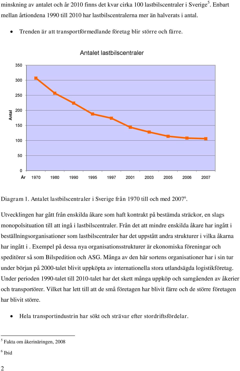 Antalet lastbilscentraler i Sverige från 1970 till och med 2007 6.