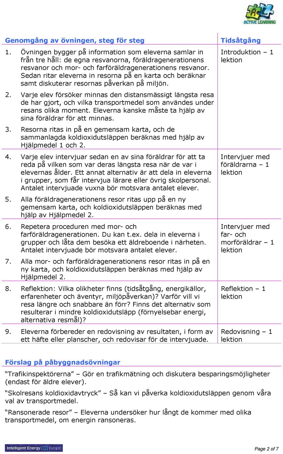 Sedan ritar eleverna in resorna på en karta och beräknar samt diskuterar resornas påverkan på miljön. 2.