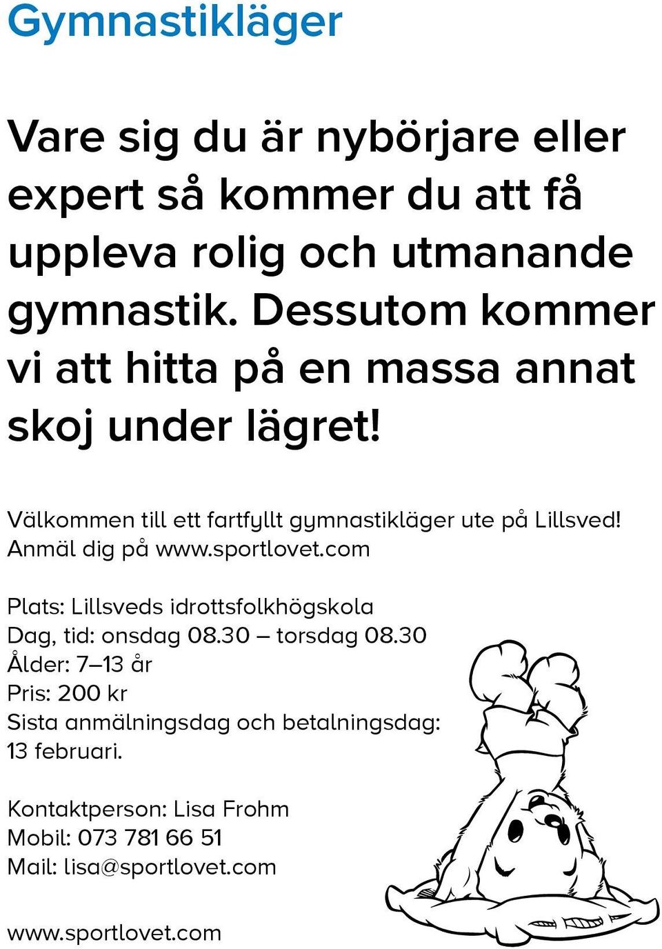 Välkommen till ett fartfyllt gymnastikläger ute på Lillsved!