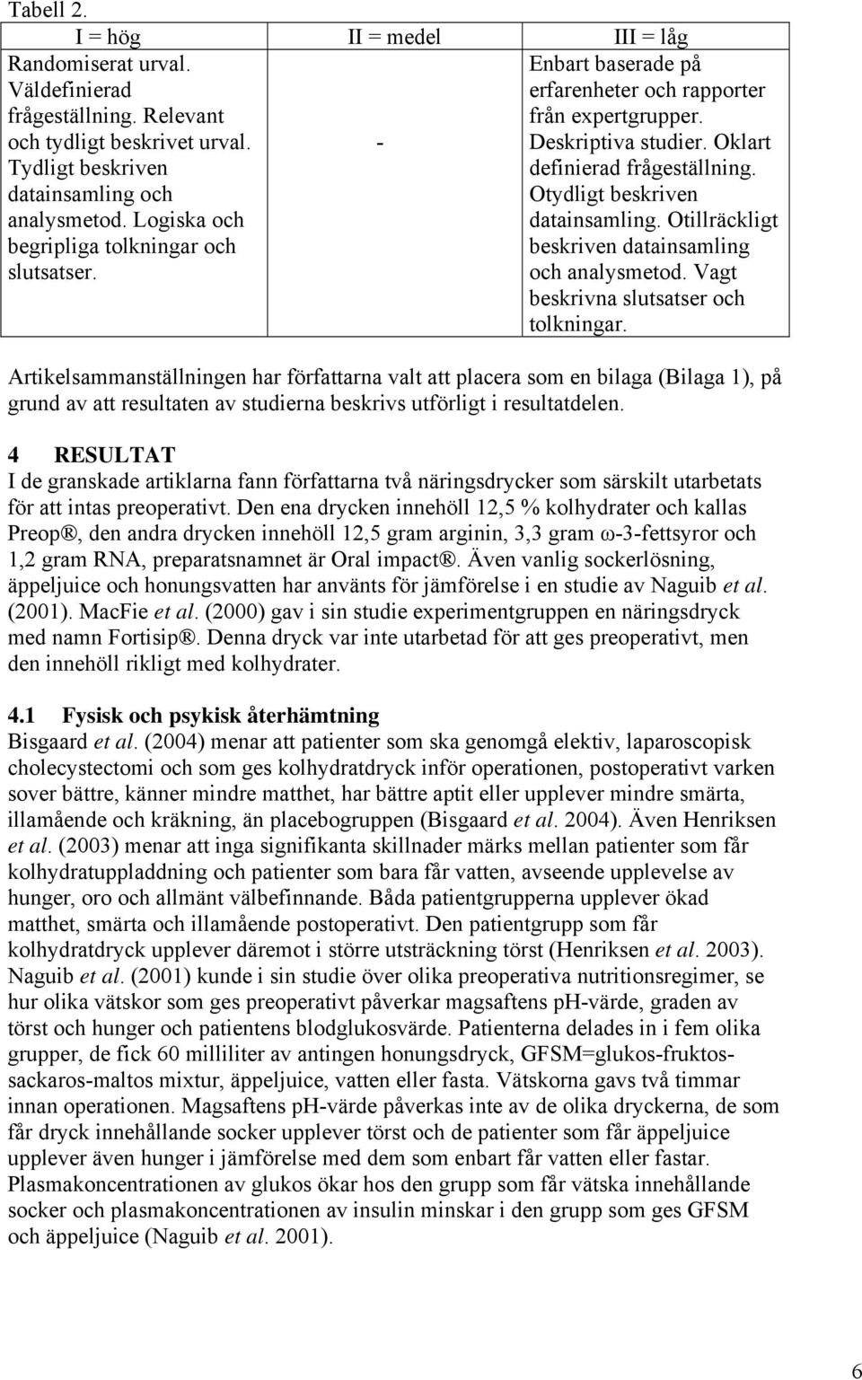 Otydligt beskriven datainsamling. Otillräckligt beskriven datainsamling och analysmetod. Vagt beskrivna slutsatser och tolkningar.