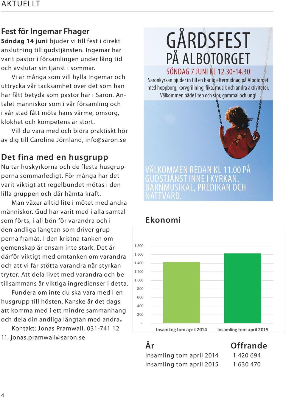 Antalet människor som i vår församling och i vår stad fått möta hans värme, omsorg, klokhet och kompetens är stort. Vill du vara med och bidra praktiskt hör av dig till Caroline Jörnland, info@saron.