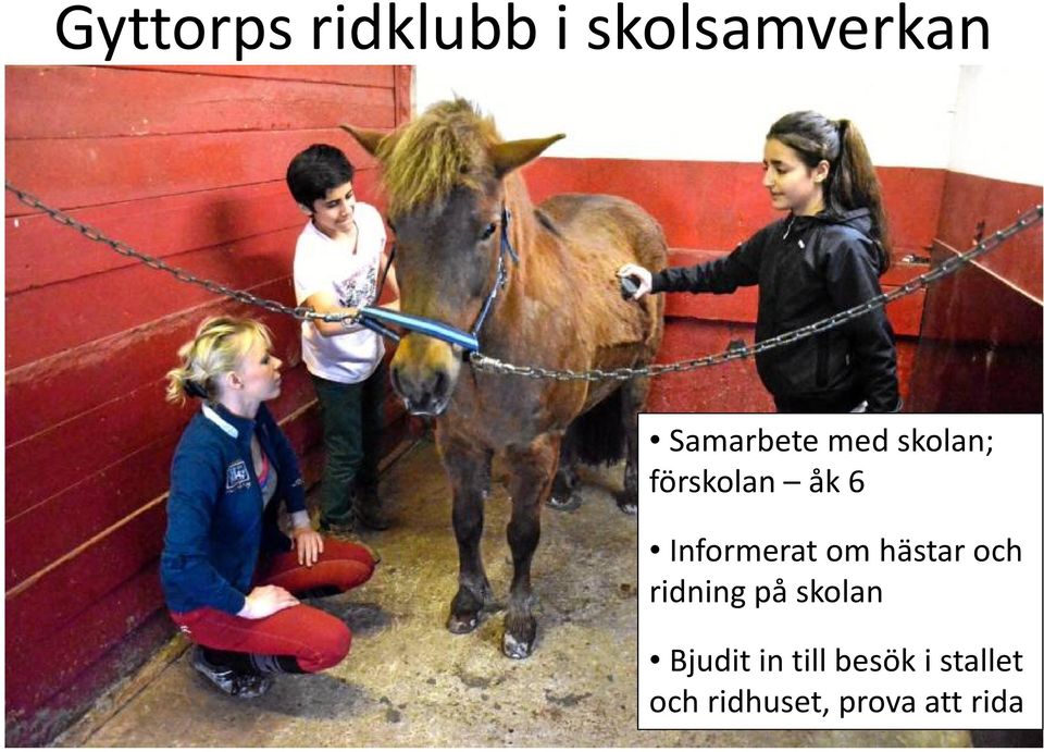 hästar och ridning på skolan Bjudit in till