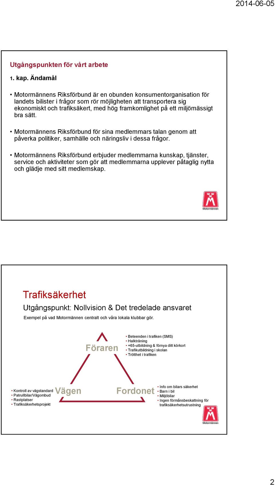 miljömässigt bra sätt. Motormännens Riksförbund för sina medlemmars talan genom att påverka politiker, samhälle och näringsliv i dessa frågor.