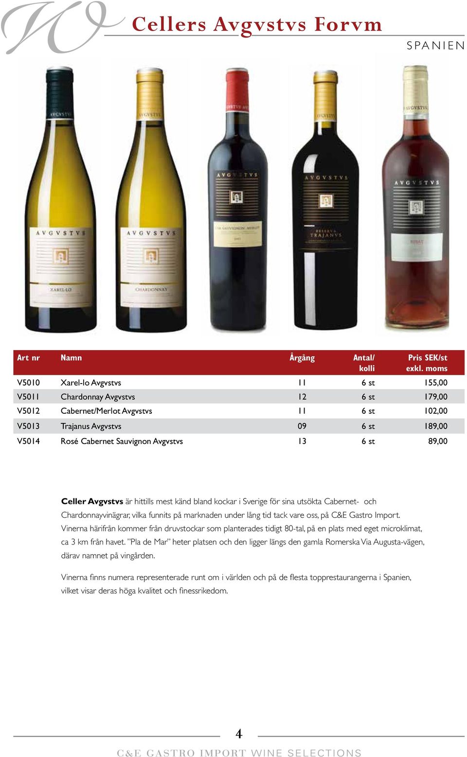 lång tid tack vare oss, på C&E Gastro Import. Vinerna härifrån kommer från druvstockar som planterades tidigt 80-tal, på en plats med eget microklimat, ca 3 km från havet.