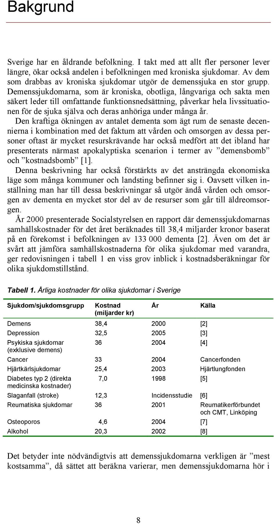 Demenssjukdomarna, som är kroniska, obotliga, långvariga och sakta men säkert leder till omfattande funktionsnedsättning, påverkar hela livssituationen för de sjuka själva och deras anhöriga under