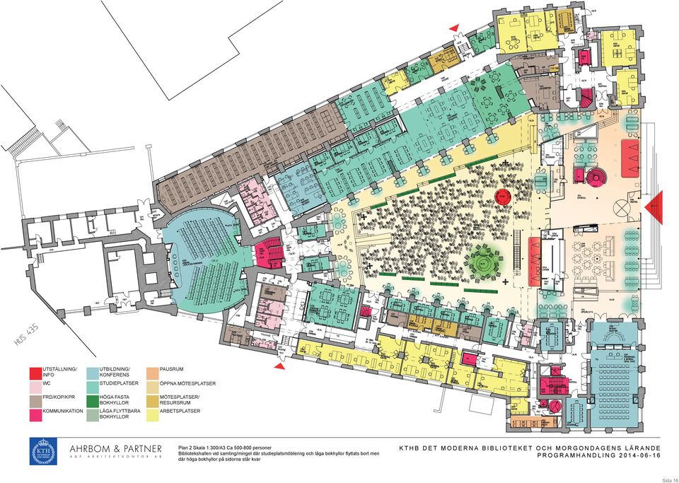 Plan 2 Skala 1:300/A3 Ca 500-800 personer Bibliotekshallen vid samling/mingel där