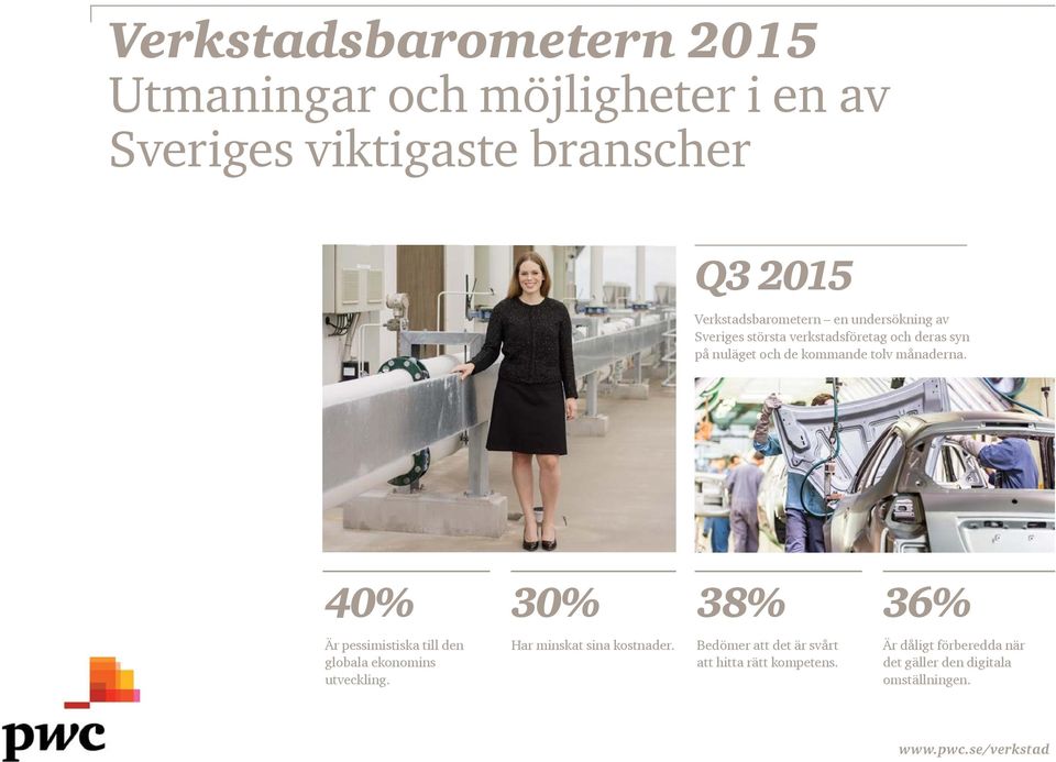 tolv månaderna. 40% 30% 38% 36% Är pessimistiska till den globala ekonomins utveckling. Har minskat sina kostnader.