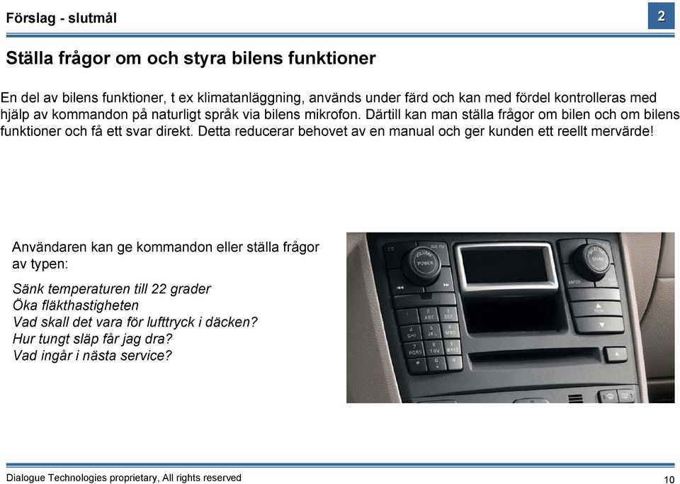 Därtill kan man ställa frågor om bilen och om bilens funktioner och få ett svar direkt.