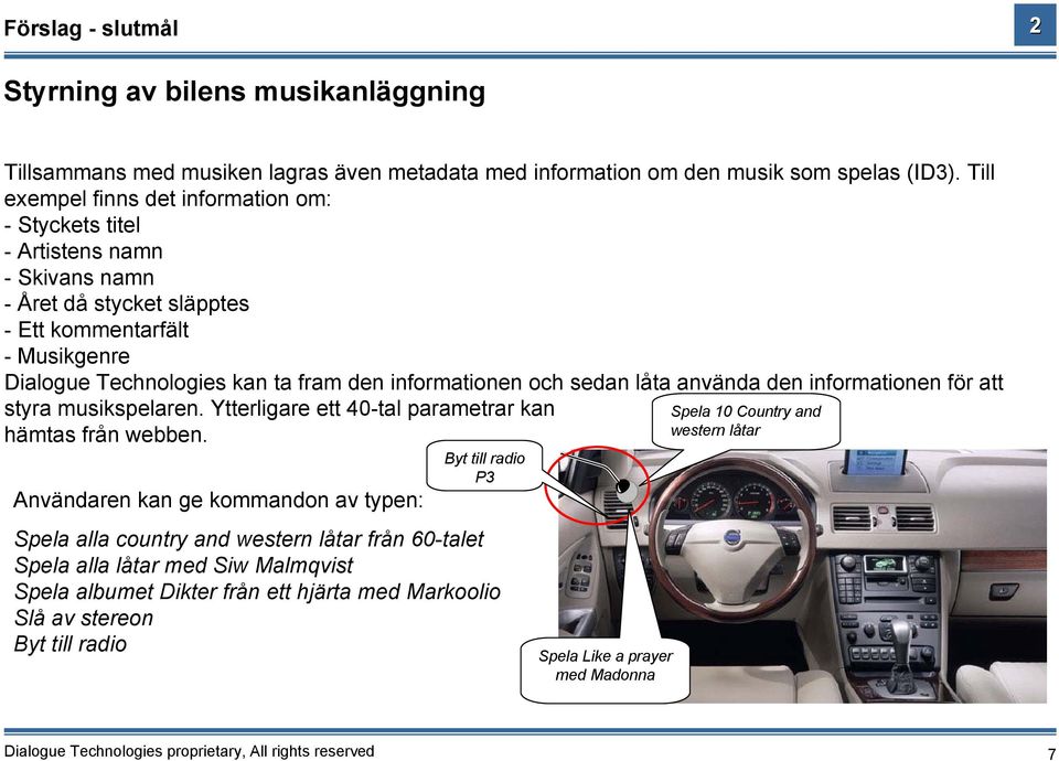 informationen och sedan låta använda den informationen för att styra musikspelaren. Ytterligare ett 40-tal parametrar kan hämtas från webben.