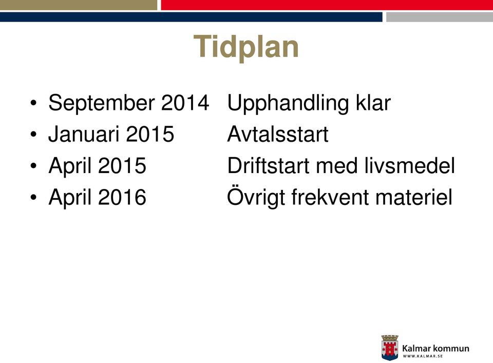 Avtalsstart April 2015 Driftstart