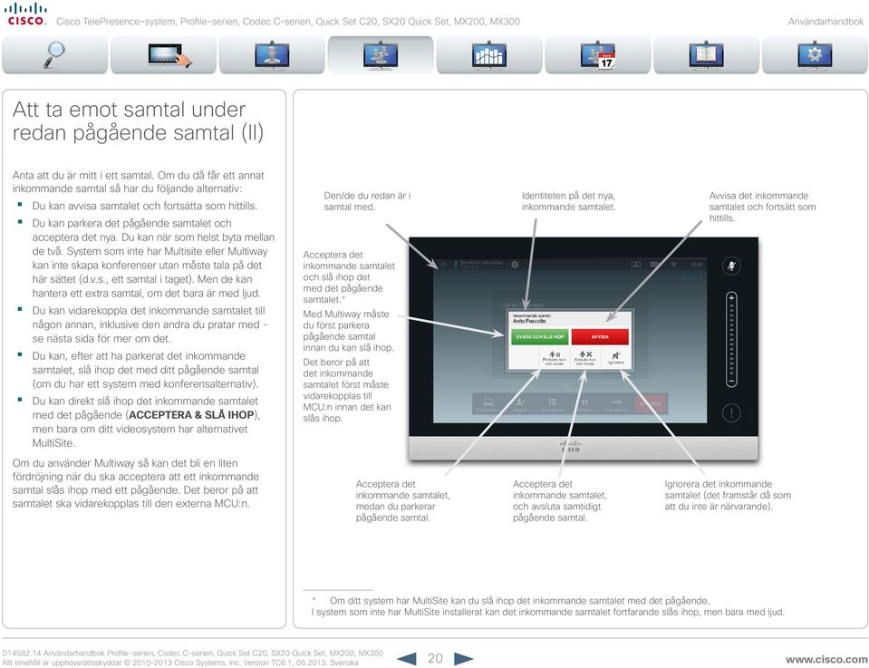Du kan när som helst byta mellan de två. System som inte har Multisite eller Multiway kan inte skapa konferenser utan måste tala på det här sättet (d.v.s., ett samtal i taget).
