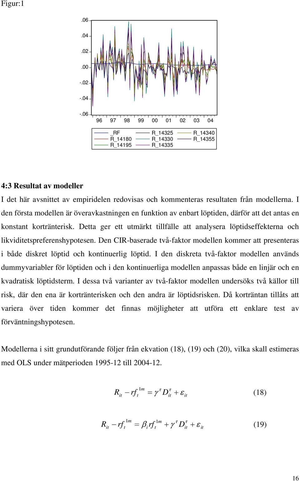 I den försa modellen är överavkasnngen en funkon av enbar löpden, därför a de anas en konsan korränersk. Dea ger e umärk llfälle a analysera löpdseffekerna och lkvdespreferenshypoesen.