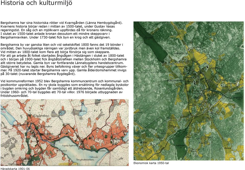 ergshamra by var ganska liten och vid sekelskiftet 1800 fanns det 19 bönder i området. Den huvudsakliga näringen var jordbruk men även kol framställdes.