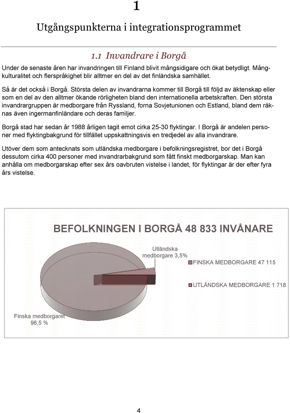 Största delen av invandrarna kommer till Borgå till följd av äktenskap eller som en del av den alltmer ökande rörligheten bland den internationella arbetskraften.