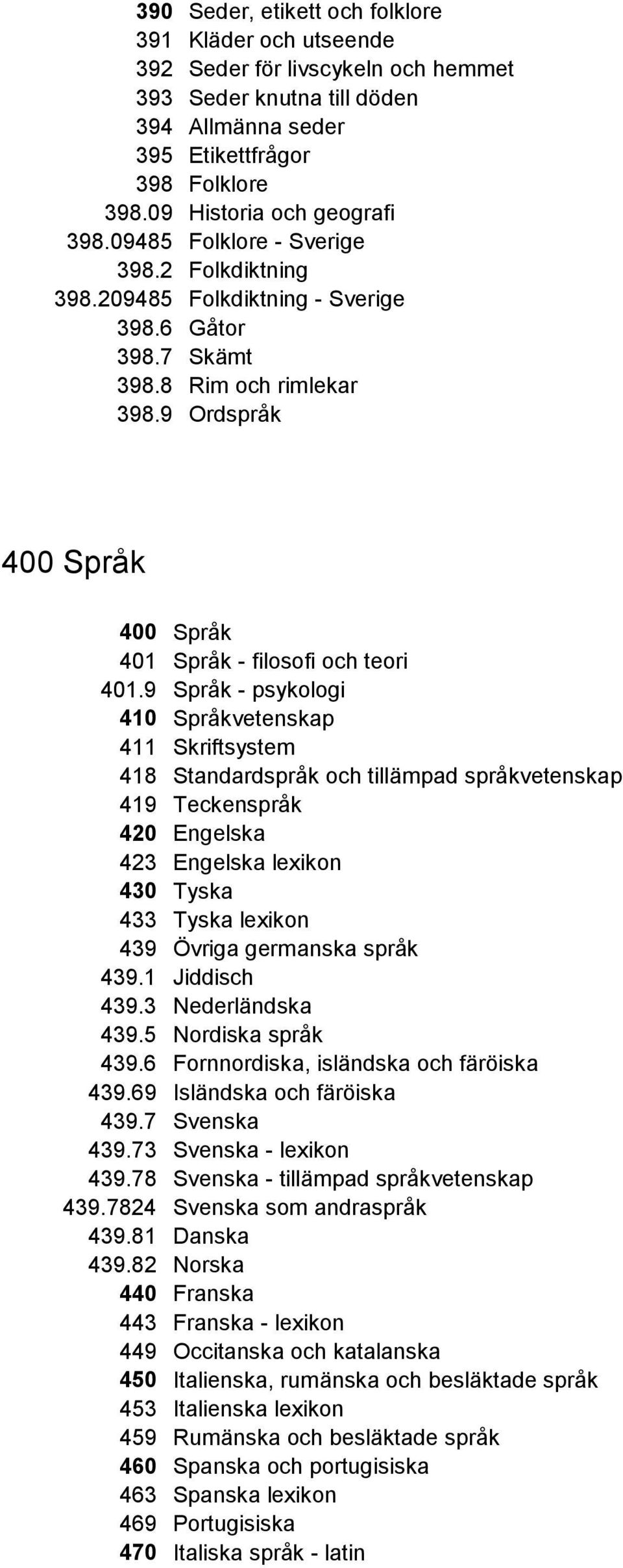 9 Ordspråk 400 Språk 400 Språk 401 Språk - filosofi och teori 401.
