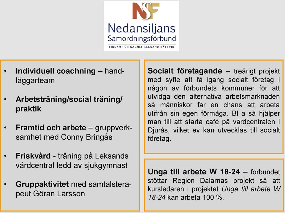 utvidga den alternativa arbetsmarknaden så människor får en chans att arbeta utifrån sin egen förmåga.