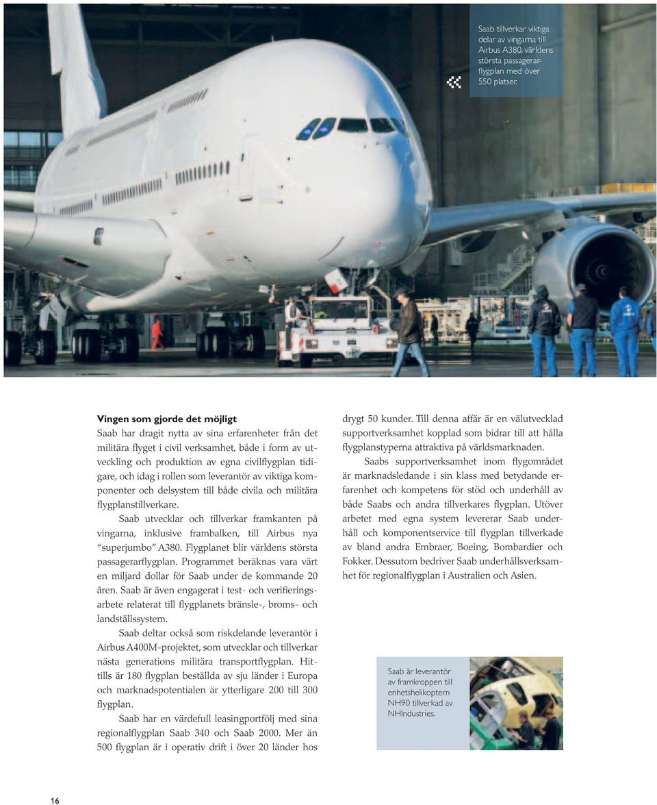 i rollen som leverantör av viktiga komponenter och delsystem till både civila och militära flygplanstillverkare.