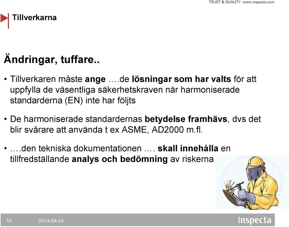standarderna (EN) inte har följts De harmoniserade standardernas betydelse framhävs, dvs det blir
