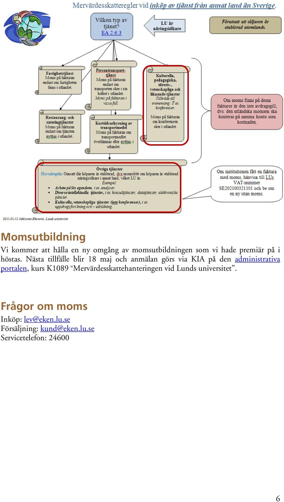 Nästa tillfälle blir 18 maj och anmälan görs via KIA på den administrativa