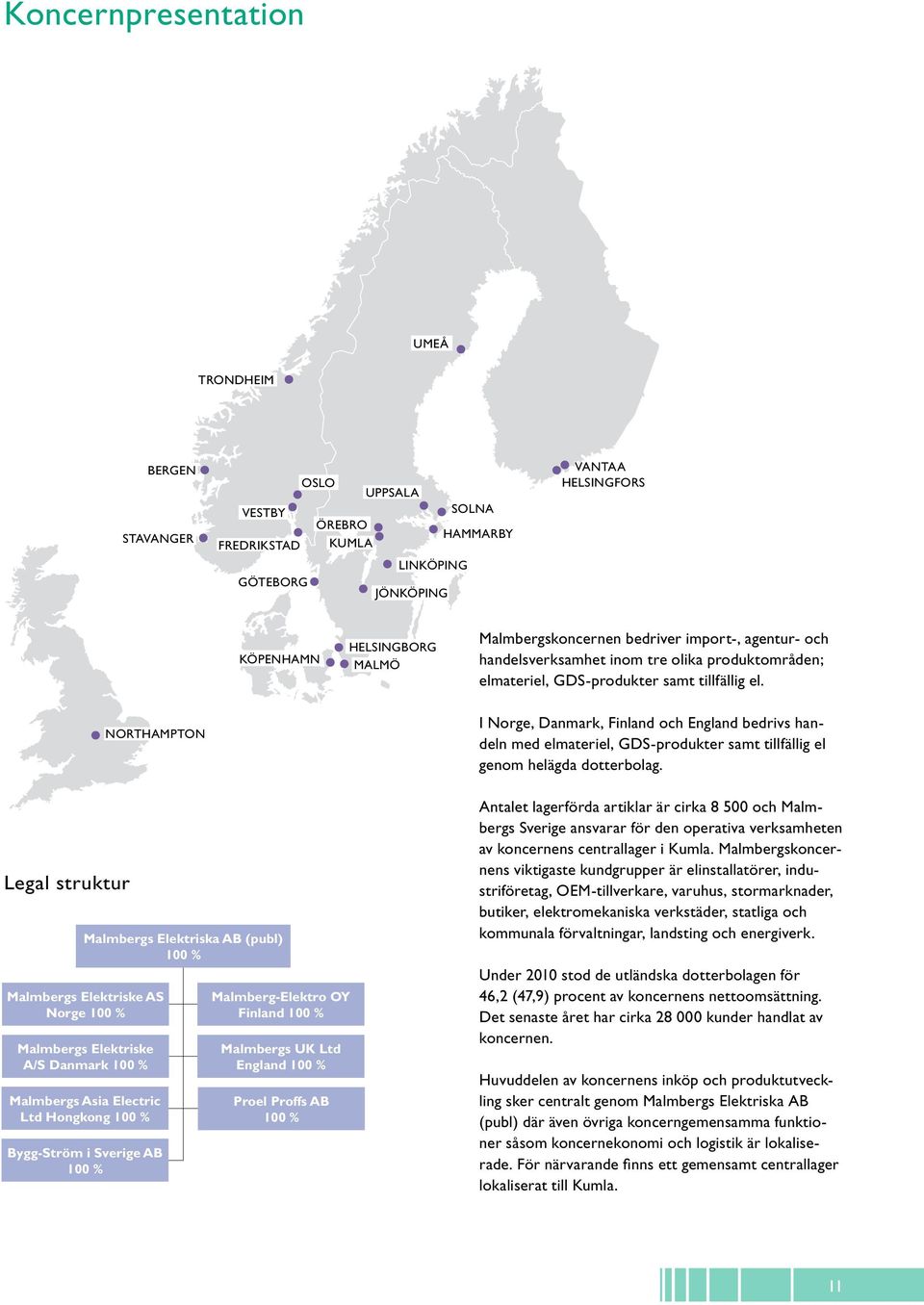 NORTHAMPTON I Norge, Danmark, Finland och England bedrivs handeln med elmateriel, GDS-produkter samt tillfällig el genom helägda dotterbolag.