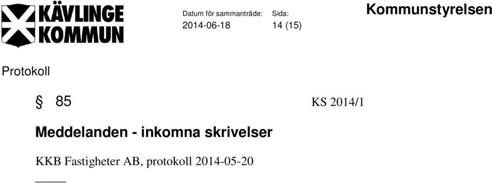 inkomna skrivelser KKB