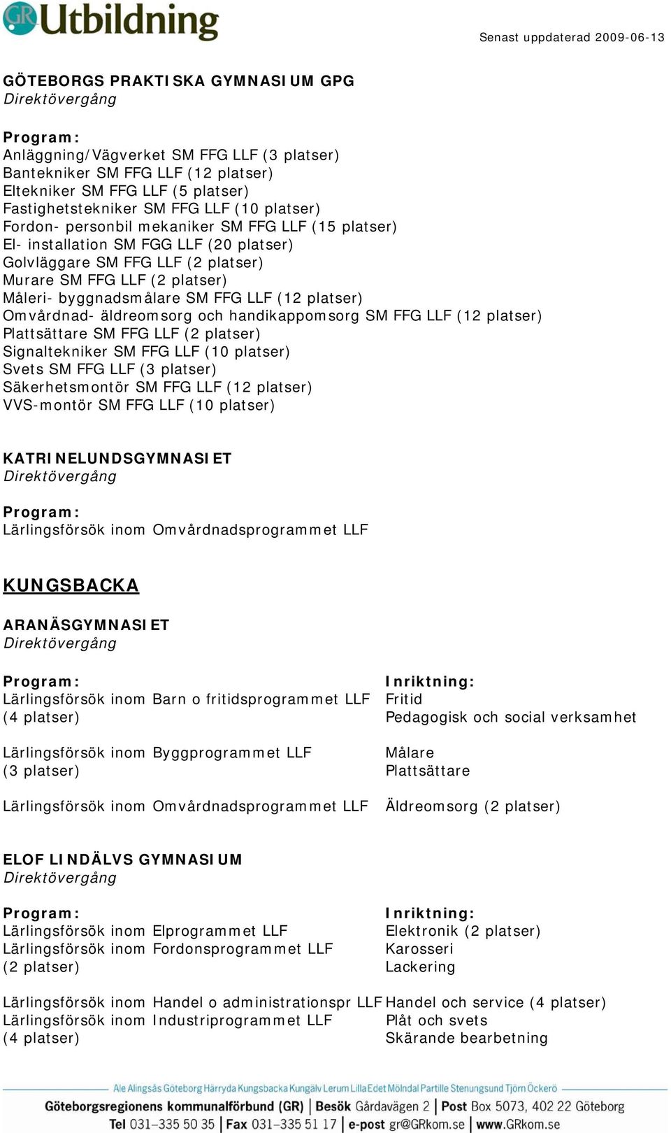 Omvårdnad- äldreomsorg och handikappomsorg SM FFG LLF (12 platser) Plattsättare SM FFG LLF (2 platser) Signaltekniker SM FFG LLF (10 platser) Svets SM FFG LLF (3 platser) Säkerhetsmontör SM FFG LLF