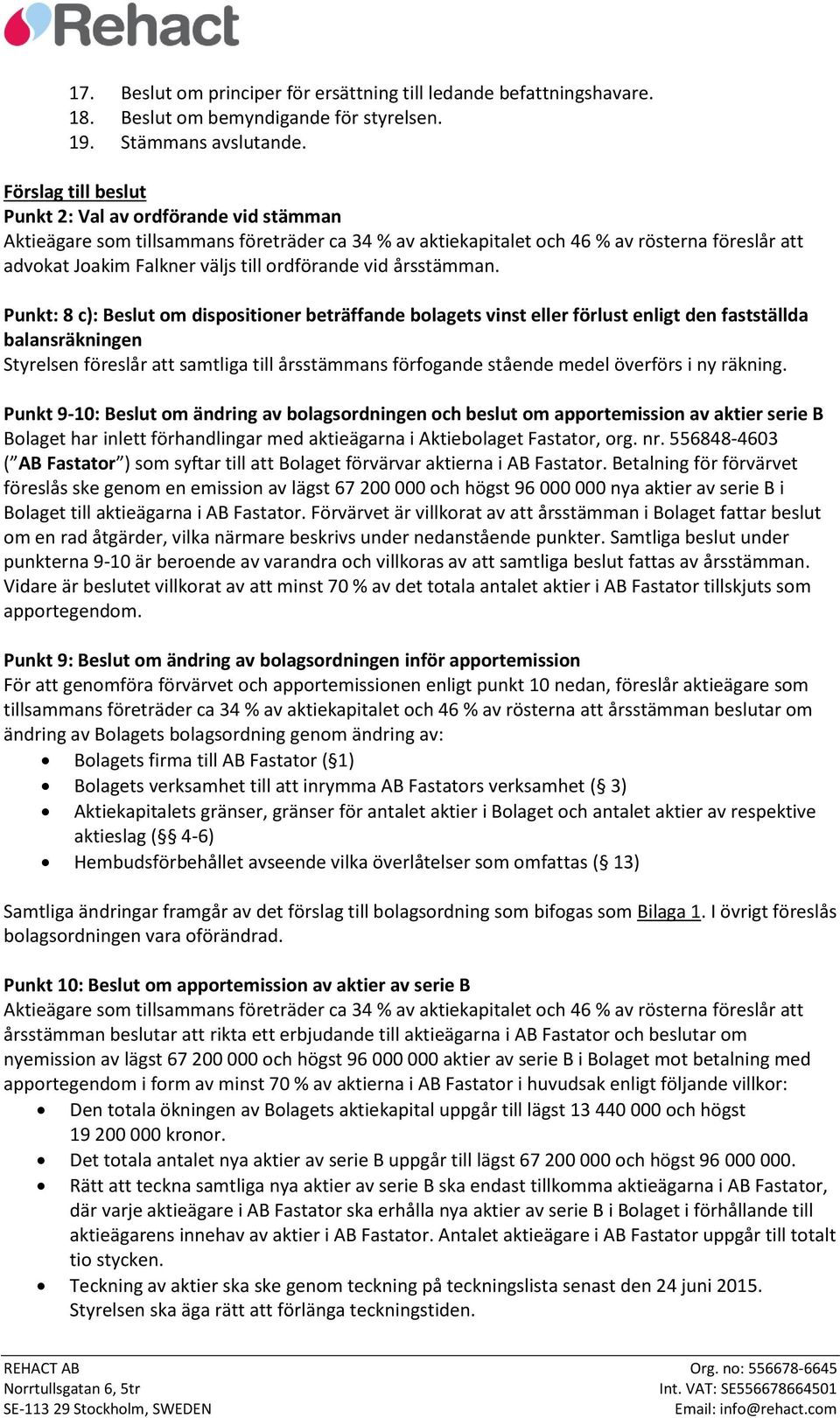 ordförande vid årsstämman.