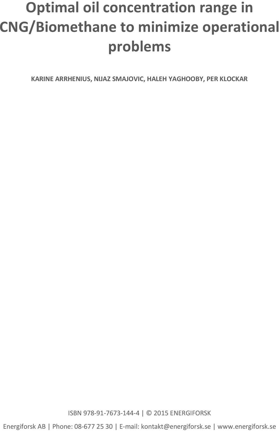 YAGHOOBY, PER KLOCKAR ISBN 978-91-7673-144-4 2015 ENERGIFORSK