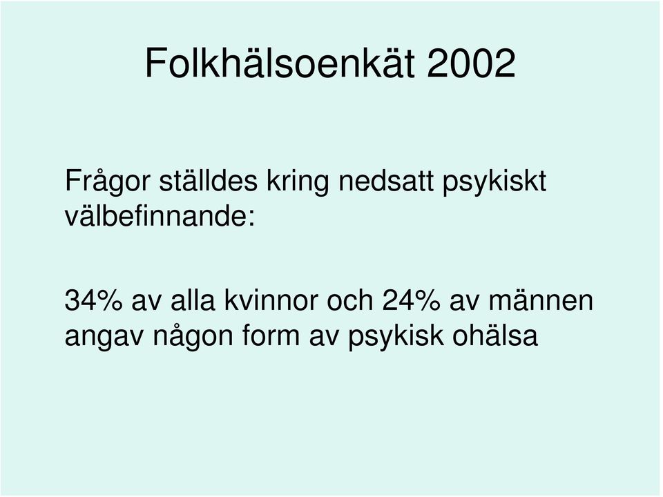 välbefinnande: 34% av alla kvinnor