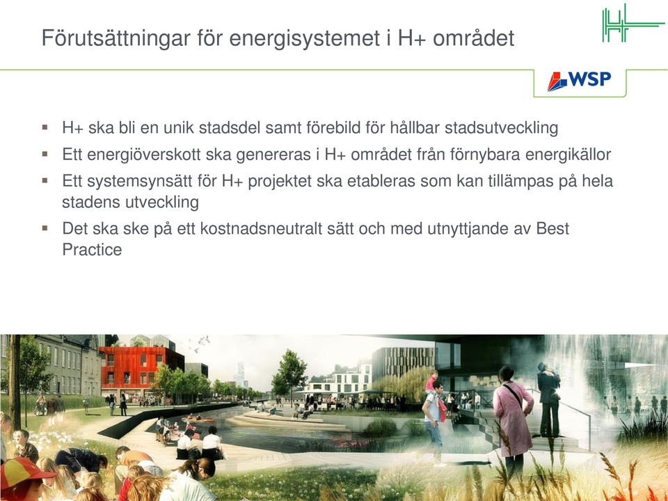 energikällor Ett systemsynsätt för H+ projektet ska etableras som kan tillämpas på hela