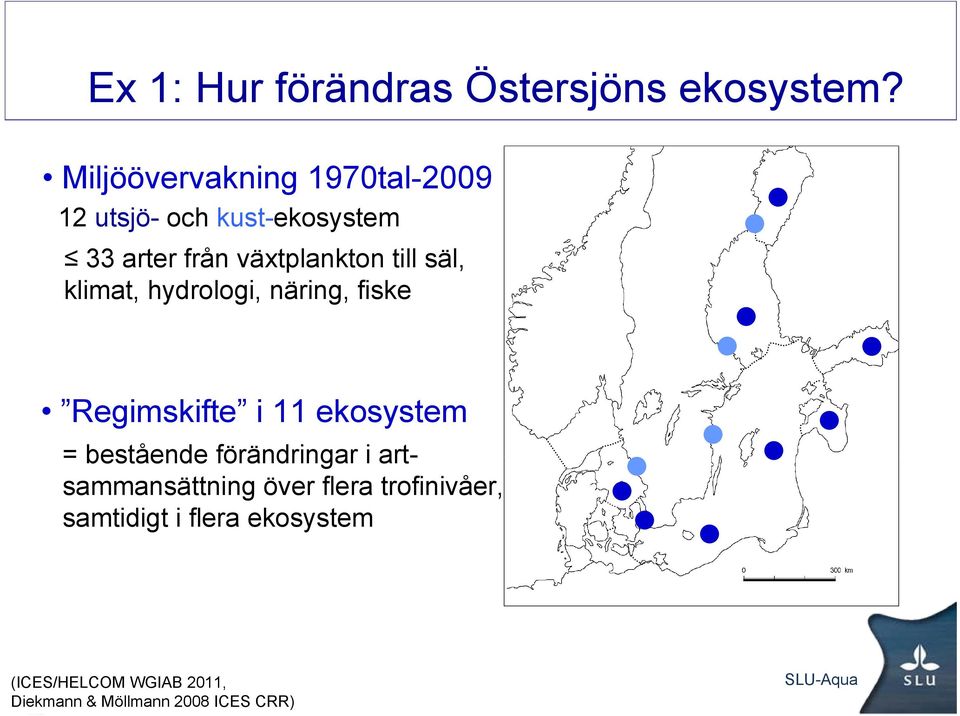 till säl, klimat, hydrologi, näring, fiske Regimskifte i 11 ekosystem = bestående