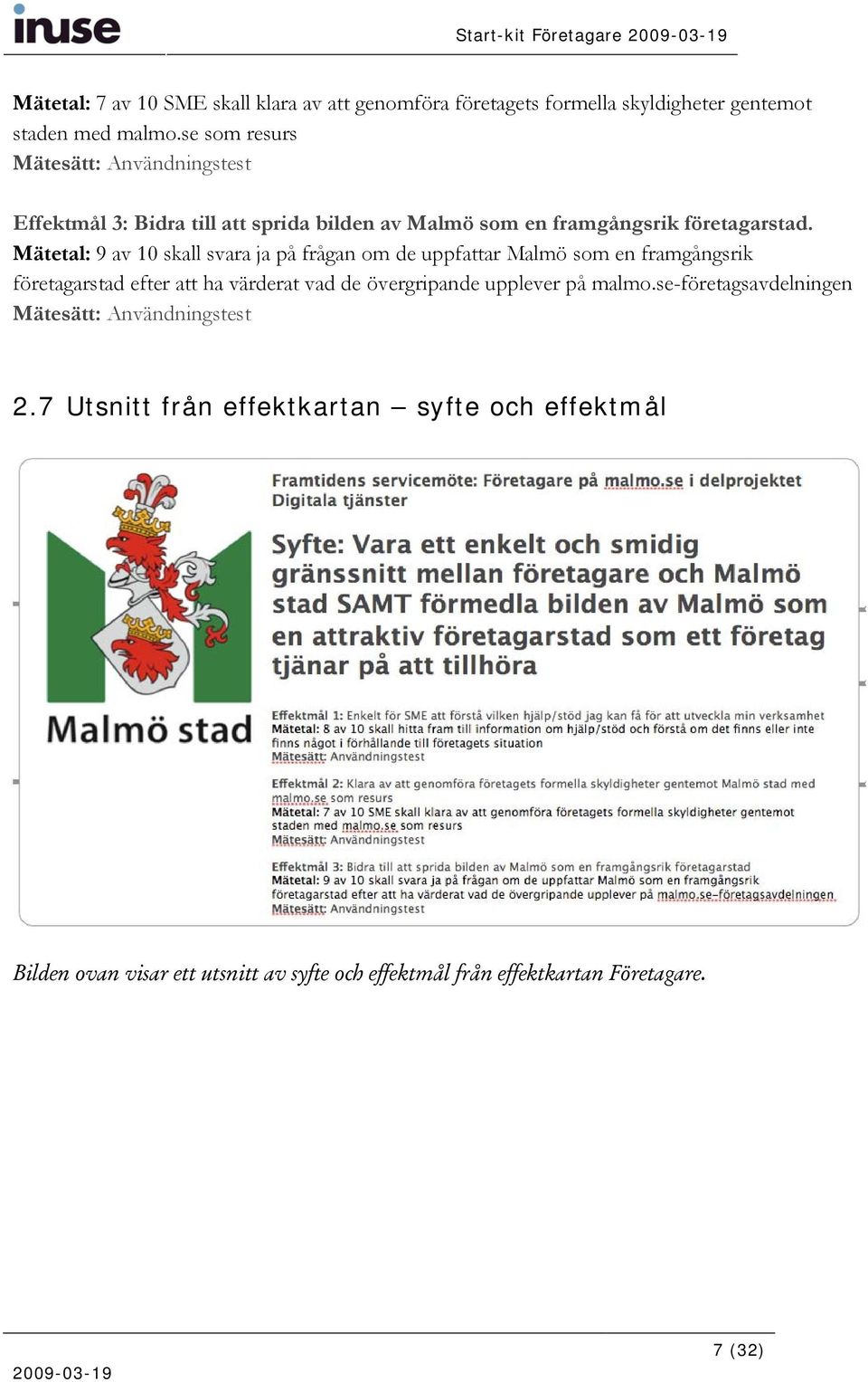 Mätetal: 9 av 10 skall svara ja på frågan om de uppfattar Malmö som en framgångsrik företagarstad efter att ha värderat vad de övergripande upplever