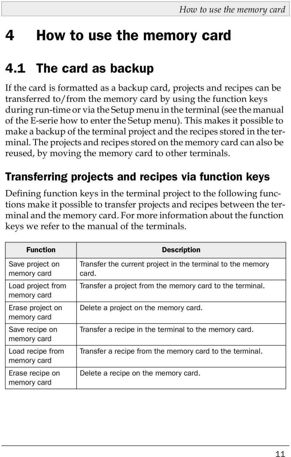 or via the Setup menu in the terminal (see the manual of the E-serie how to enter the Setup menu).