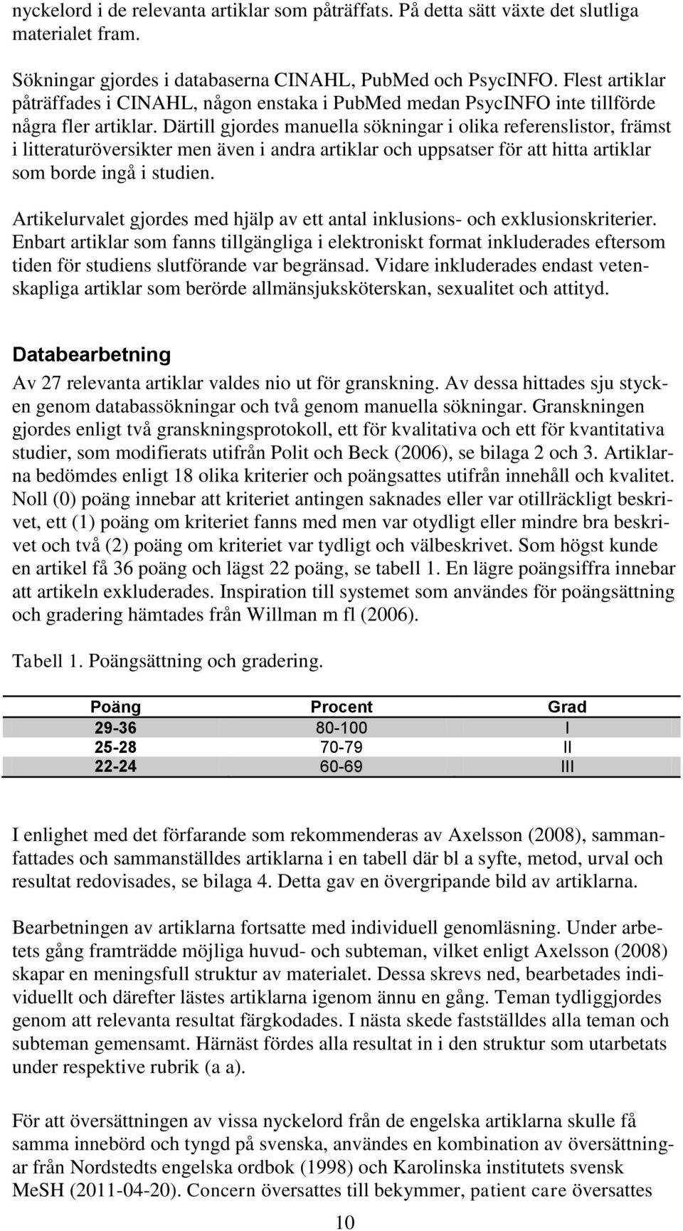 Därtill gjordes manuella sökningar i olika referenslistor, främst i litteraturöversikter men även i andra artiklar och uppsatser för att hitta artiklar som borde ingå i studien.