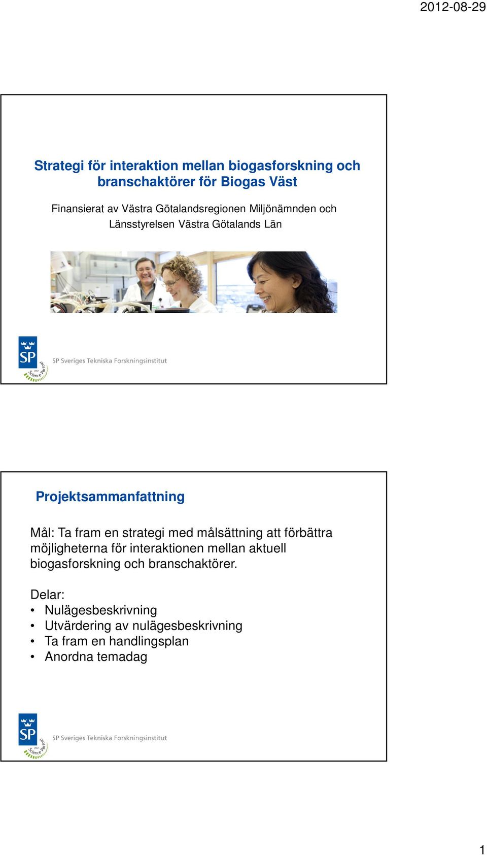 strategi med målsättning att förbättra möjligheterna för interaktionen mellan aktuell biogasforskning och