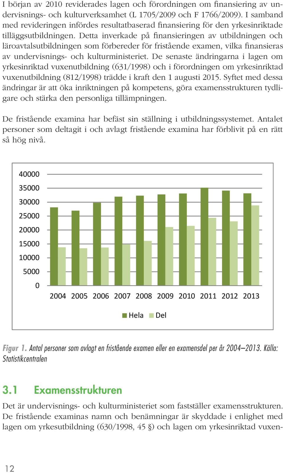 Detta inverkade på finansieringen av utbildningen och läroavtalsutbildningen som förbereder för fristående examen, vilka finansieras av undervisnings- och kulturministeriet.