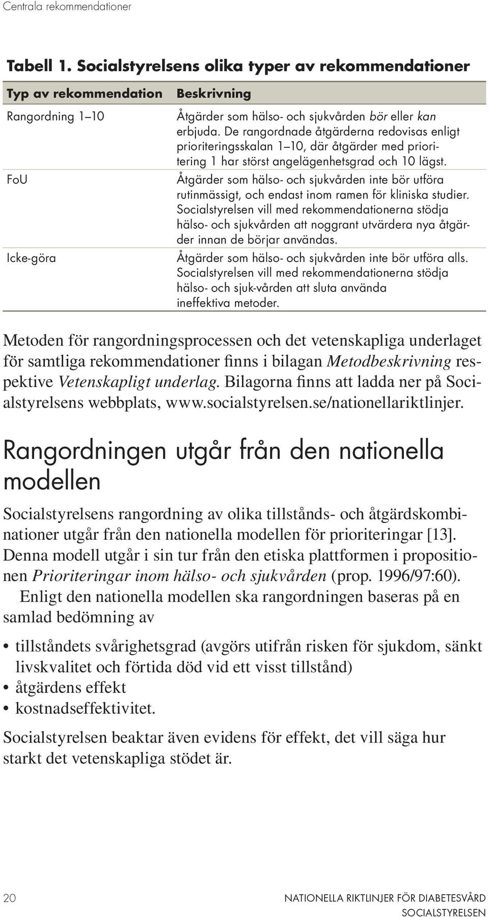 De rangordnade åtgärderna redovisas enligt prioriteringsskalan 1 10, där åtgärder med prioritering 1 har störst angelägenhetsgrad och 10 lägst.