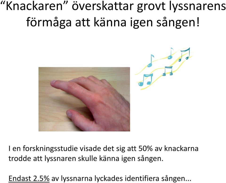 I en forskningsstudie visade det sig att 50% av knackarna