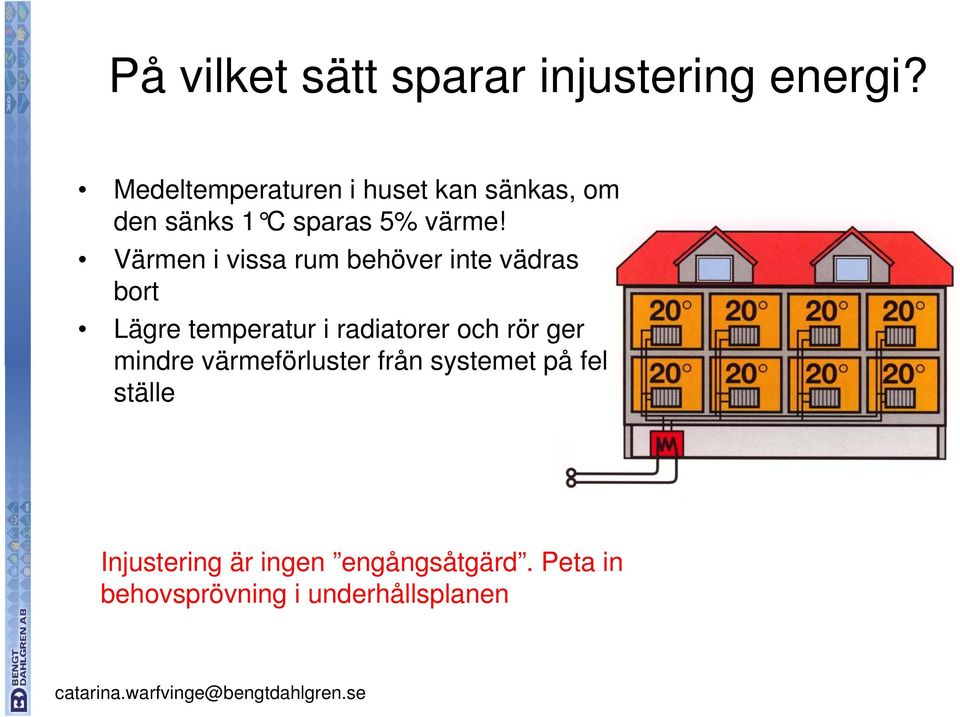 Värmen i vissa rum behöver inte vädras bort Lägre temperatur i radiatorer och rör