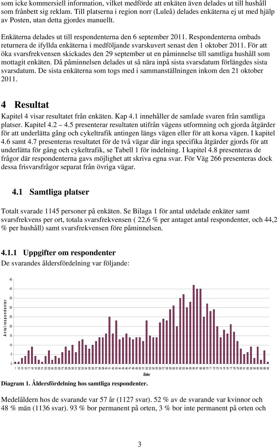 Respondenterna ombads returnera de ifyllda enkäterna i medföljande svarskuvert senast den 1 oktober 2011.