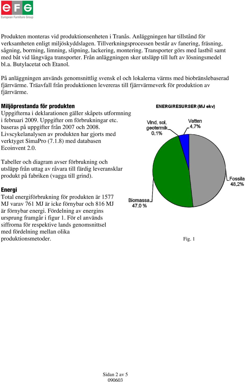 Från anläggningen sker utsläpp till luft av lösningsmedel bl.a. Butylacetat och Etanol. På anläggningen används genomsnittlig svensk el och lokalerna värms med biobränslebaserad fjärrvärme.