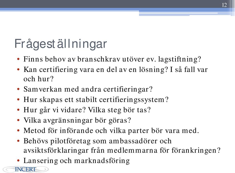 Hur går vi vidare? Vilka steg bör tas? Vilka avgränsningar bör göras?