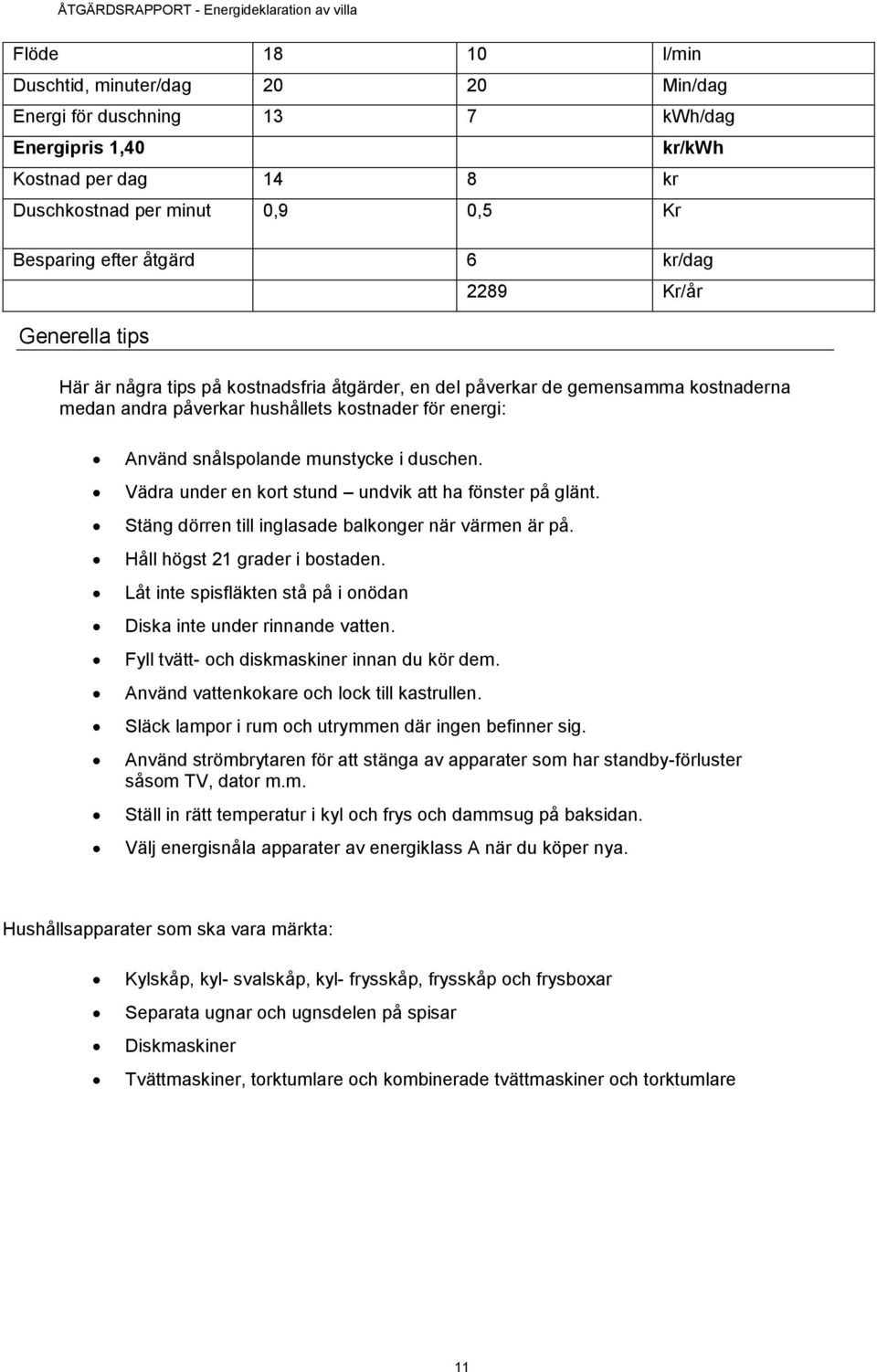 munstycke i duschen. Vädra under en kort stund undvik att ha fönster på glänt. Stäng dörren till inglasade balkonger när värmen är på. Håll högst 21 grader i bostaden.