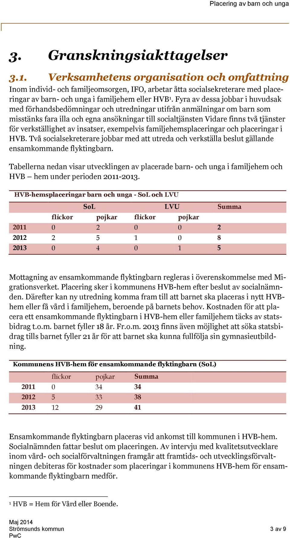 Fyra av dessa jobbar i huvudsak med förhandsbedömningar och utredningar utifrån anmälningar om barn som misstänks fara illa och egna ansökningar till socialtjänsten Vidare finns två tjänster för