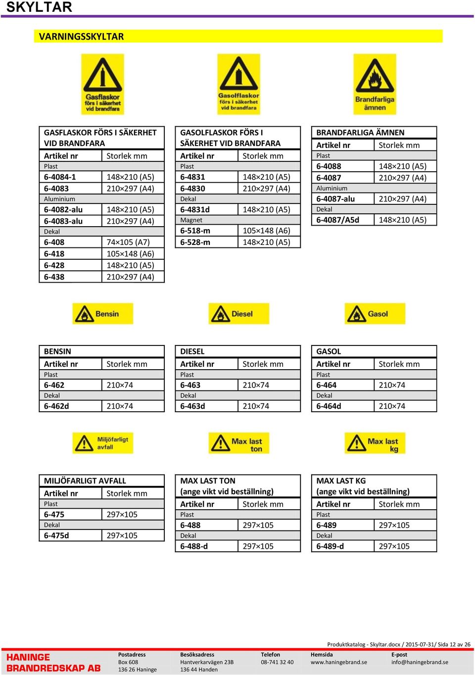 6-4088 148 210 (A5) 6-4087 210 297 (A4) 6-4087-alu 210 297 (A4) 6-4087/A5d 148 210 (A5) BENSIN 6-462 210 74 6-462d 210 74 DIESEL 6-463 210 74 6-463d 210 74 GASOL 6-464 210 74 6-464d 210 74