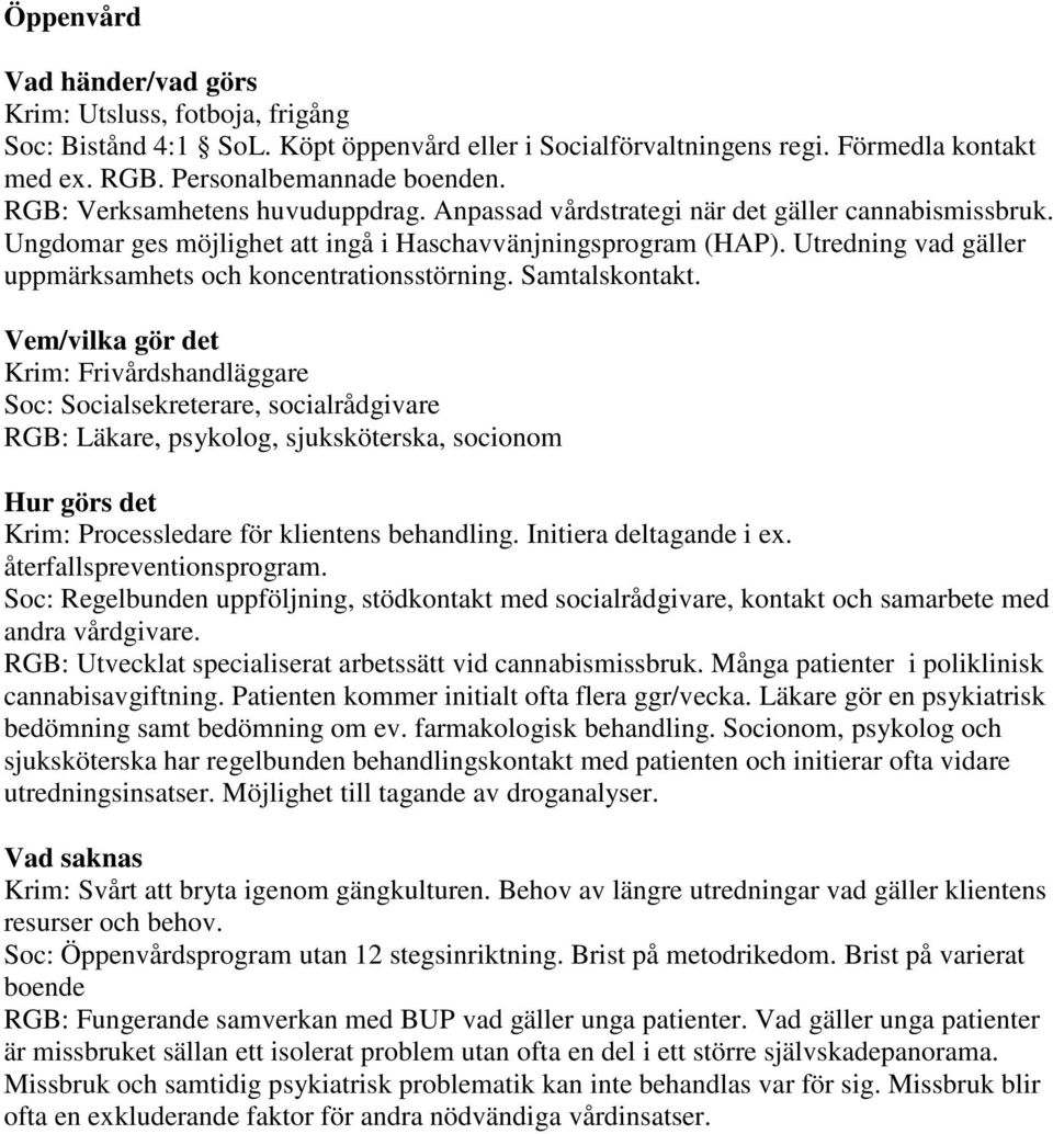 Utredning vad gäller uppmärksamhets och koncentrationsstörning. Samtalskontakt.