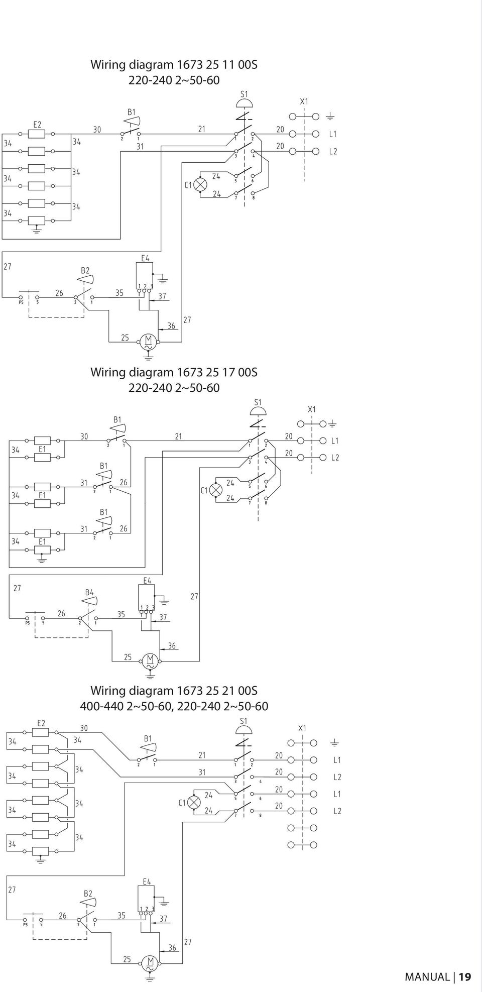 220-240 2~50-60 Wiring diagram 1673 25