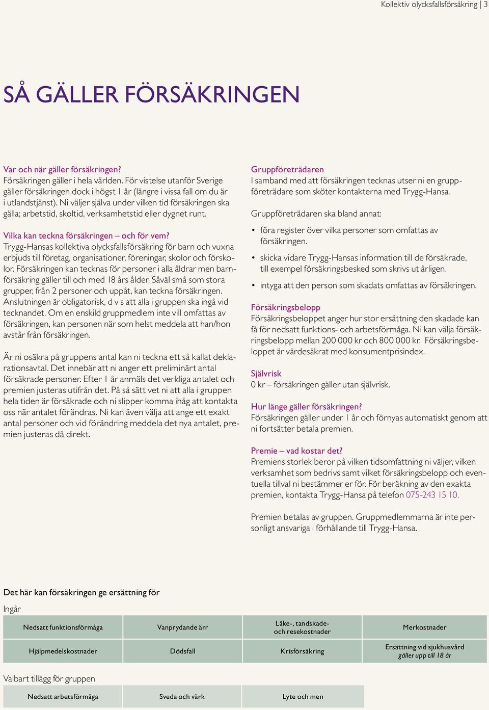 Ni väljer själva under vilken tid försäkringen ska gälla; arbetstid, skoltid, verksamhetstid eller dygnet runt. Vilka kan teckna försäkringen och för vem?
